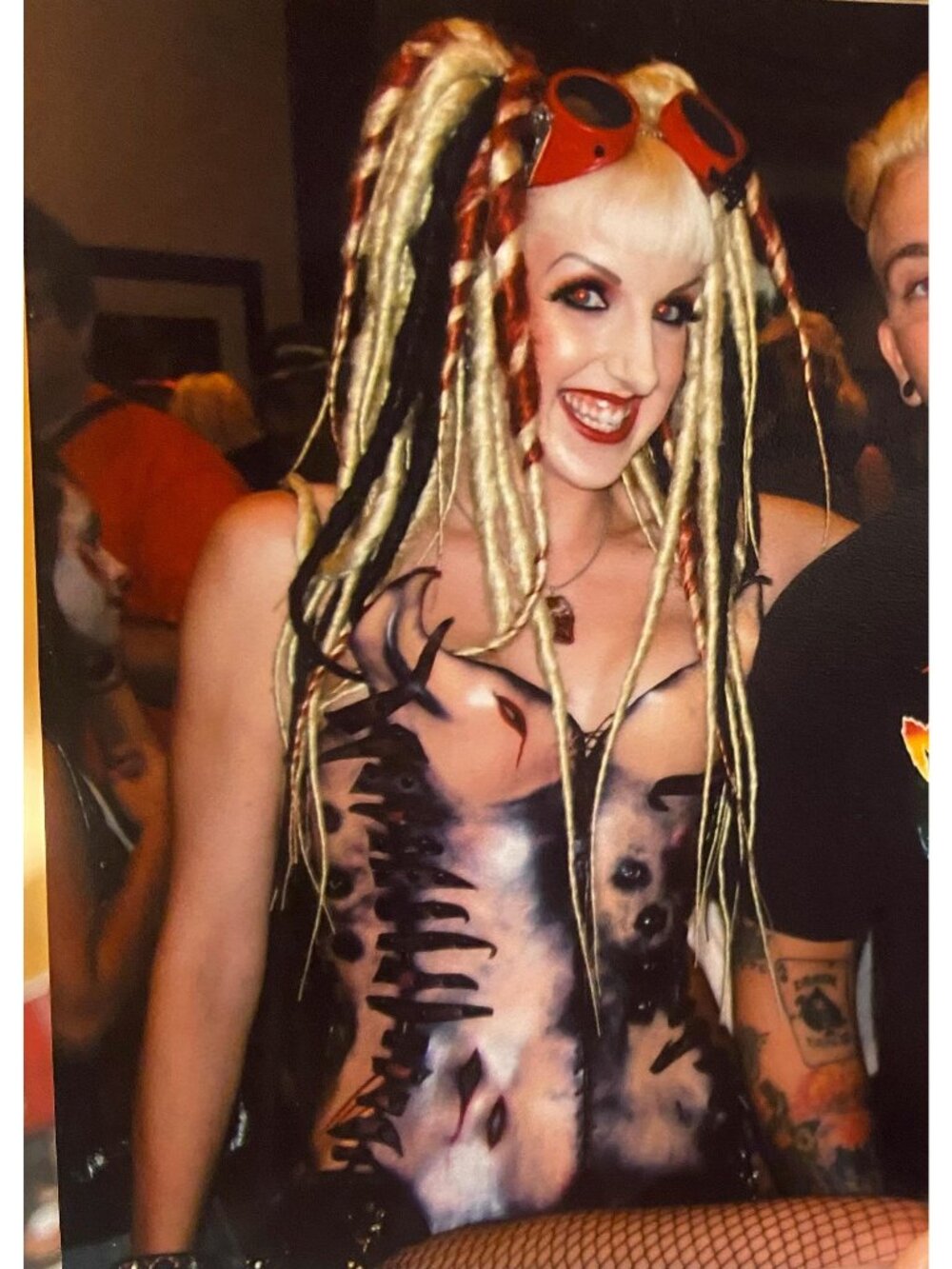 Blond Black & Rust Dread Falls hair extensions dreadlocks cyber goth